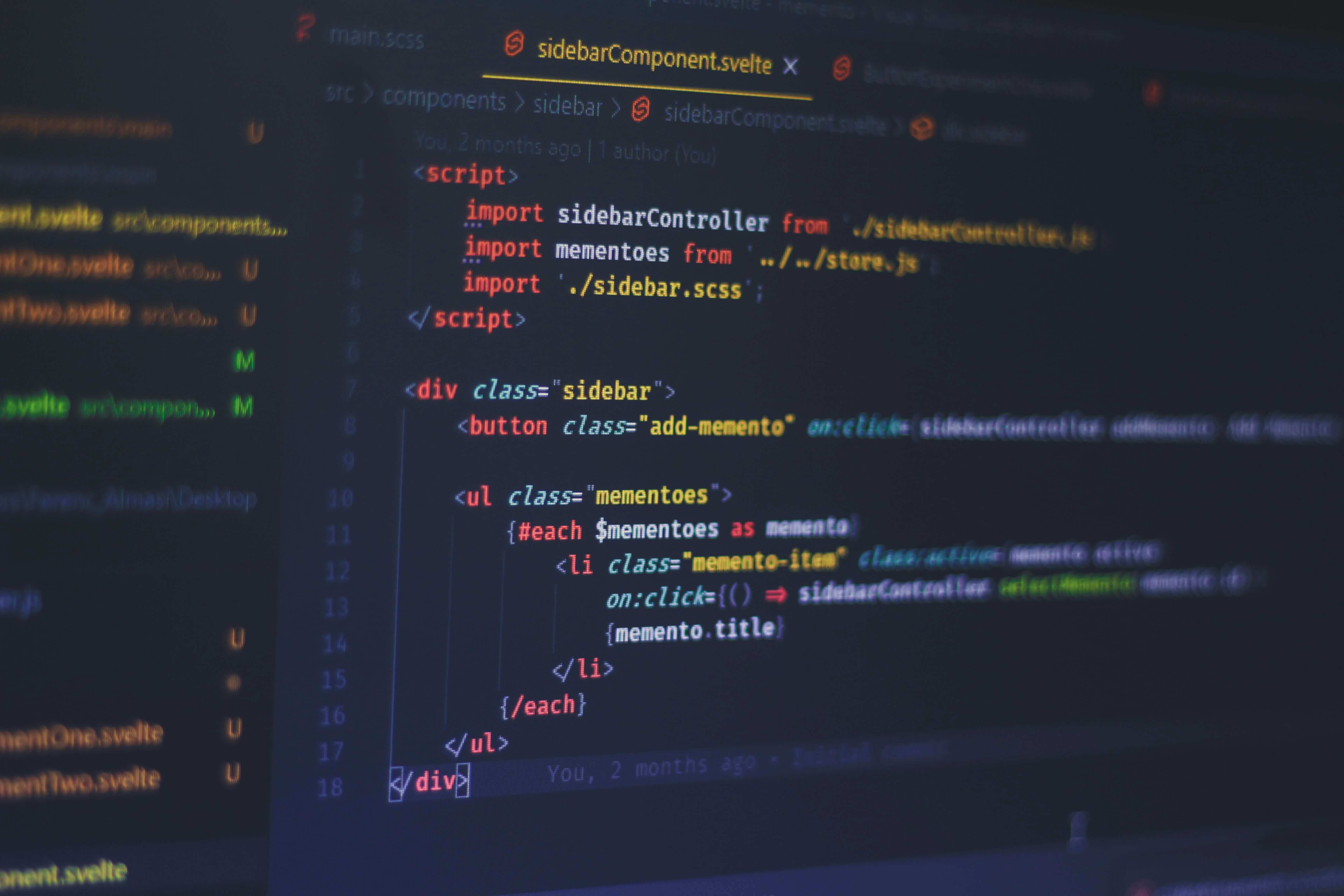 Software code on a screen representing software development
